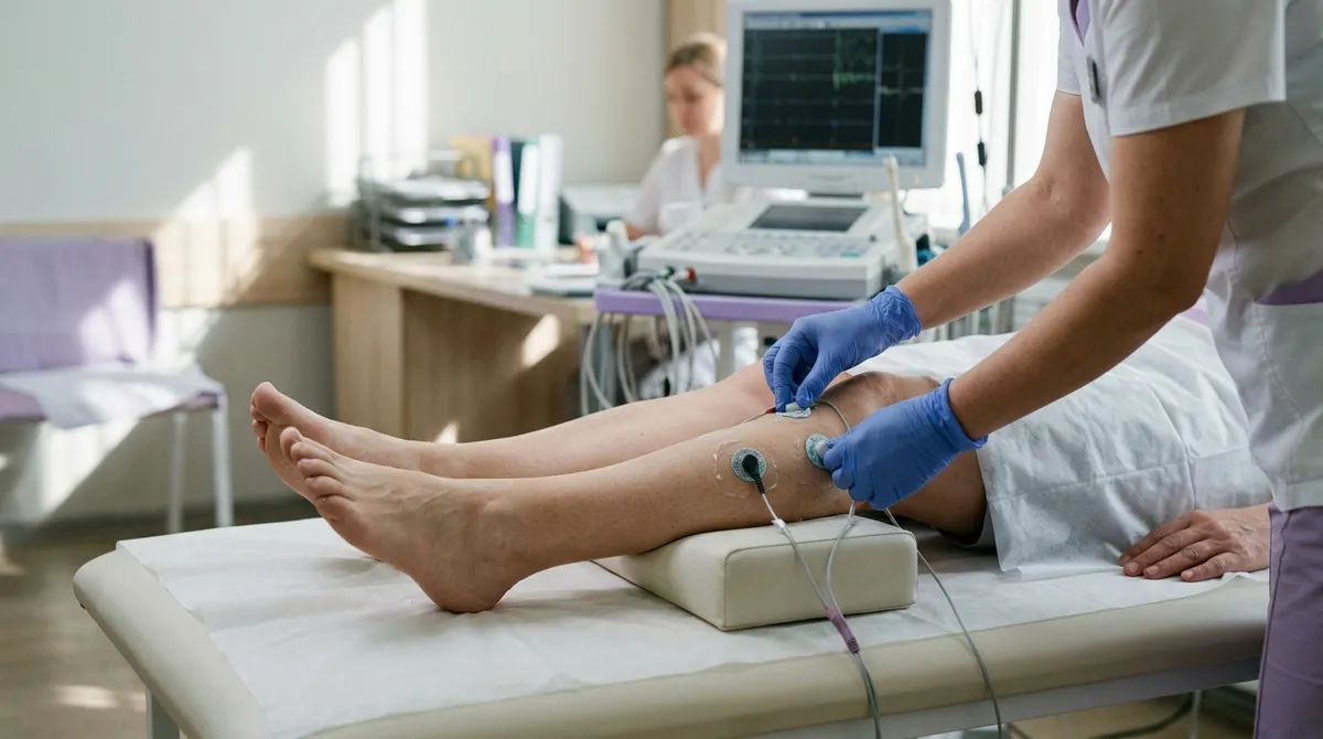 Examen d’électromyographie en cours sur un patient